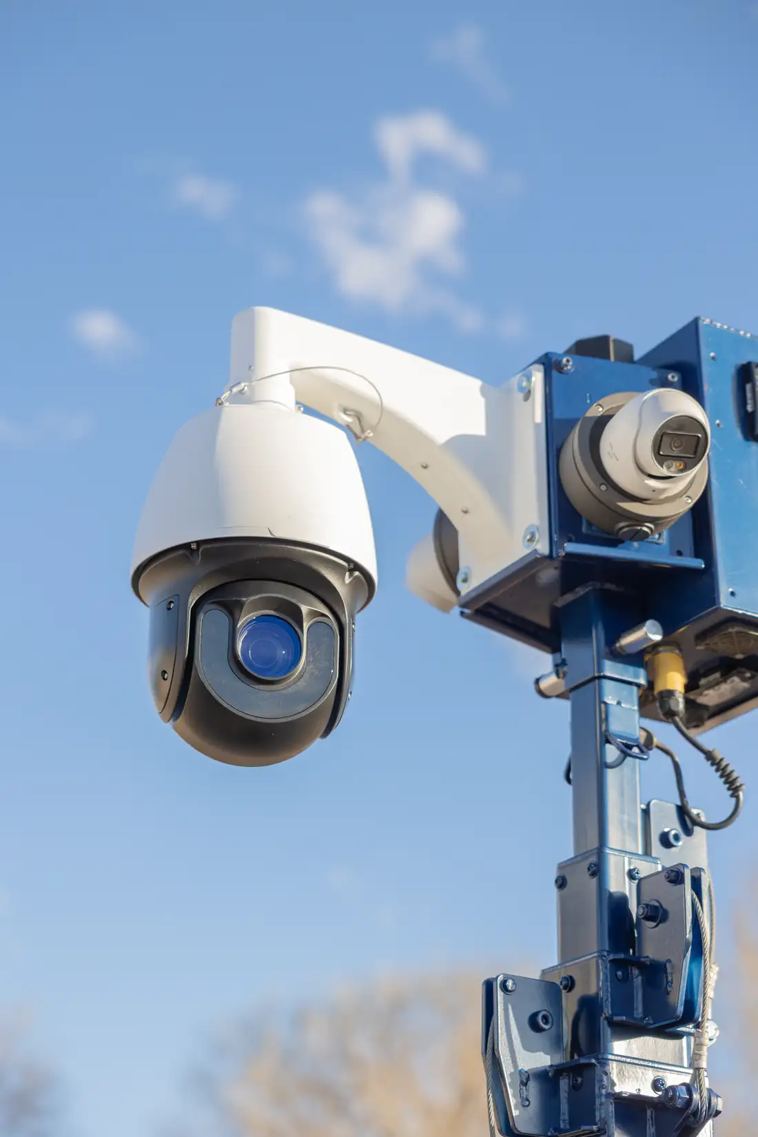 Close-up of the PTZ dome camera on the Overwatch mast head.